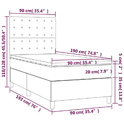 vidaXL Sommier à lattes de lit et matelas Gris clair 90x190 cm Velours pas cher