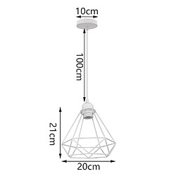 Stoex Lot de 2 Suspension Cage Forme Diamant Blanc Contemporain Corde Ajustable Lumin pas cher