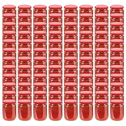 vidaXL Pots à confiture avec couvercle rouge 96 pcs Verre 230 ml