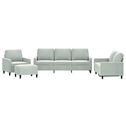 Maison Chic Ensemble de canapés 4 pcs avec coussins, Canapé droit Sofa pour Salon Gris clair Velours -GKD489256