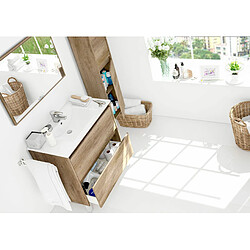 MIRAKEMUEBLE Colonne de salle de bain avec 2 portes et 2 étagères Dakota - Nordik Nordik