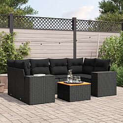 Maison Chic Salon de jardin 7 pcs avec coussins | Ensemble de Table et chaises | Mobilier d'Extérieur noir résine tressée -GKD48781