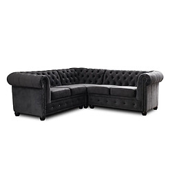 Lisa Design William - canapé Chesterfield d'angle réversible - 5 places - en velours pas cher