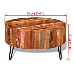 vidaXL Table basse ronde Bois massif de récupération pas cher