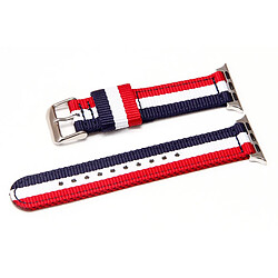 Shot Bracelet Nylon 38/40mm pour IWATCH Serie APPLE Confortable Sport Tissu (BLEU/BLANC/ROUGE)