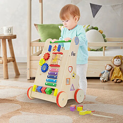 Chariot de marche avec centre d'activités 32x32x50 cm Coloré en bois Joyz Joyz Trotteur Bébé, Chariot de Marche Bois Naturel, Multifonctionnel, Baby Walker Plus 1 An, Jouet Montessori + 7 Activités Ludiques, Aide à la Marche avec Pneus en Caoutchouc, Chariot de Jeu/Marche