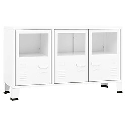 Maison Chic Buffet,Meuble de Rangement,commode pour salon,Cuisine industriel Blanc 105x35x62 cm Métal et verre -MN59924