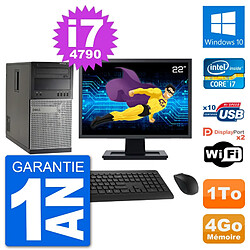 PC Tour Dell 7020 Ecran 22" Intel i7-4790 RAM 4Go Disque 1To Windows 10 Wifi · Occasion 