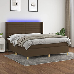 vidaXL Sommier à lattes de lit matelas et LED Marron foncé 160x200 cm 