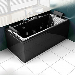 Eco-De 8529B + HEAT Baignoire Balnéo "DENIA BLACK" 170x81x64 cm avec maintien de température