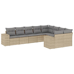 Maison Chic Salon de jardin avec coussins 9 pcs, Ensemble Tables et chaises de jardin, beige résine tressée -GKD665403