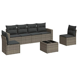 vidaXL Salon de jardin avec coussins 7 pcs gris résine tressée