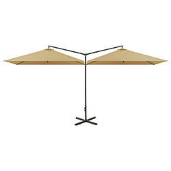 vidaXL Parasol de jardin double avec mât en acier taupe 600x300 cm