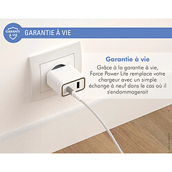 Double Chargeur maison USB A+C PD 37W (12+25W) Power Delivery Garanti à vie Blanc Force Power Lite pas cher