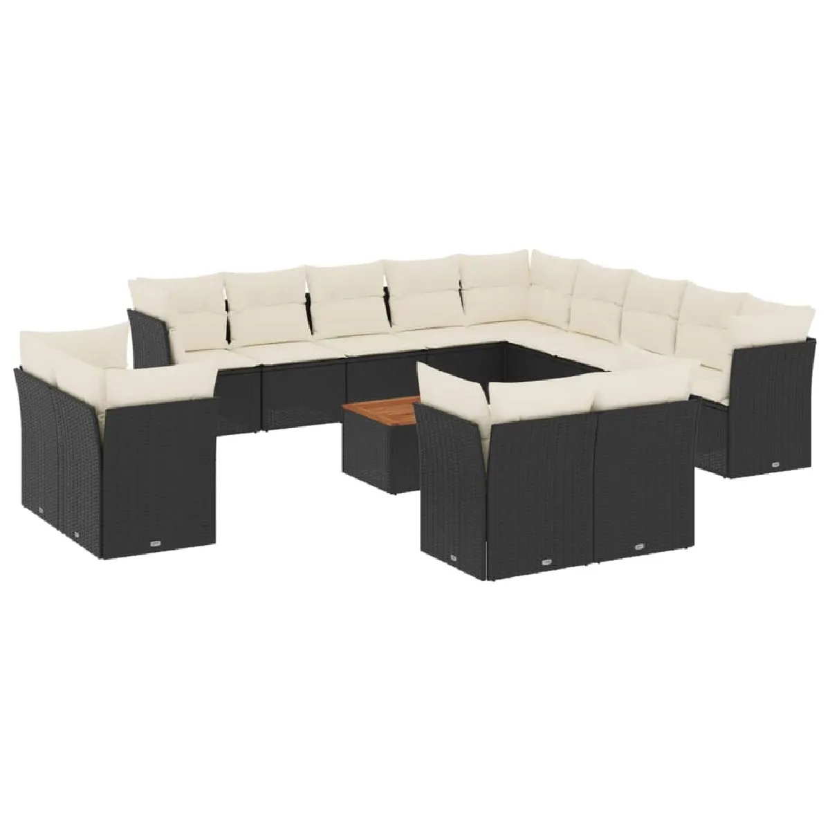 Maison Chic Salon de jardin avec coussins 14 pcs, Ensemble Tables et chaises de jardin, noir résine tressée -GKD743982