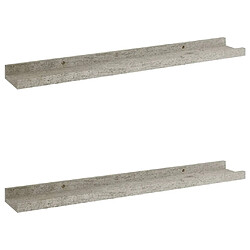 vidaXL Étagères murales 2 pcs Gris béton 60x9x3 cm