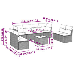 Avis vidaXL Salon de jardin avec coussins 9 pcs beige résine tressée