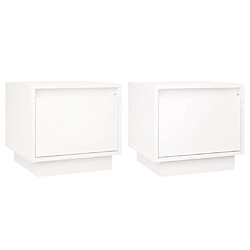 vidaXL Tables de chevet 2 pcs Blanc 35x34x32 cm Bois de pin solide