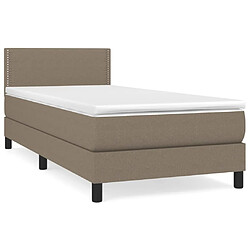 Maison Chic Structures de lit + matelas,Lit à sommier tapissier avec matelas Taupe 90x190 cm Tissu -MN55735