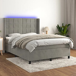 vidaXL Sommier à lattes de lit matelas et LED Gris clair 140x190 cm