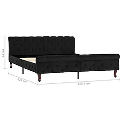 vidaXL Cadre de lit sans matelas noir velours 160x200 cm pas cher