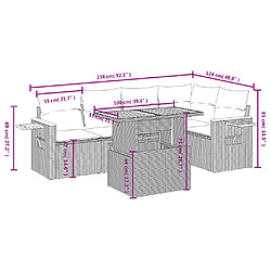 Acheter vidaXL Salon de jardin avec coussins 6 pcs beige résine tressée