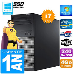 PC Tour DELL 7010 Core I7-3770 Ram 4Go Disque 240 Go SSD Graveur DVD Wifi W7 · Occasion 