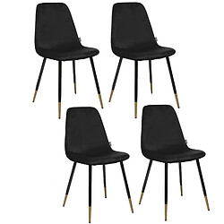 Toilinux Lot de 4 Chaises design effet velours Tyka - Noir