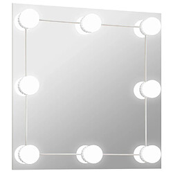 Maison Chic Miroir mural avec lampes LED | Miroir Décoration pour Maison Salle de Bain Carré Verre -GKD15666