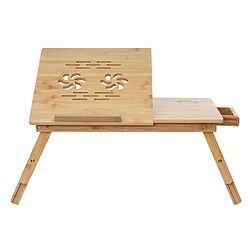 Mendler Table pour ordinateur portable/portatif HWC-B81, table pliante, trous d'évent, réglable, bambou