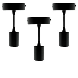 Elexity Lot de 3 kits de suspension luminaire métal avec cordons textiles Noir 