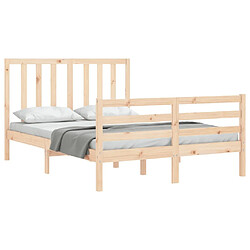 Acheter Maison Chic Cadre/structure de lit avec tête de lit pour adulte - Lit Moderne Chambre 140x190 cm bois massif -MN12922