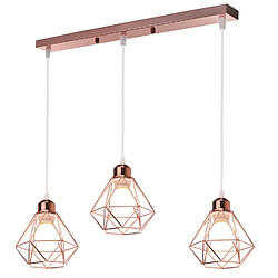 Stoex Plafonnier Rétro À 3 Lumières Or Rose Suspension Lustre E27 Cage en Métal Suspension Luminaire Vintage D'Intérieur 