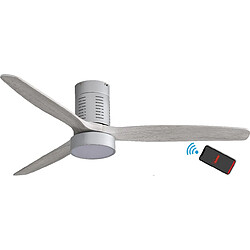 Bimar Ventilateur de plafond Zefiro - Réglable, fiable - Marron, Gris en Métal, Bois, 132x26,5x132 cm 