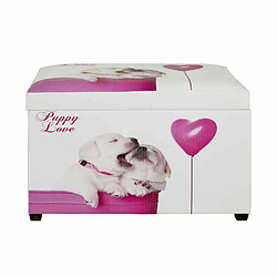 Paris Prix Coffre de Rangement Vintage Puppy 65cm Blanc 