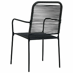 Maison Chic Lot de 4 Chaises de jardin,Fauteuil d'extérieur Corde en coton et acier Noir -MN77126 pas cher