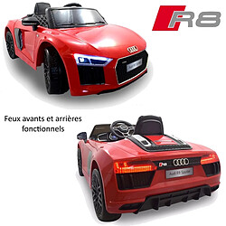 Avis Voiture électrique enfant 12 volts nouvelle Audi R8 pack luxe rouge à télécommande parentale siège simili cuir audio bluetooth