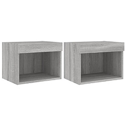 vidaXL Tables de chevet murales avec lumières LED 2 pcs sonoma gris