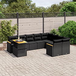 Maison Chic Salon de jardin 10 pcs avec coussins, Ensemble Tables et chaises d'extérieur noir résine tressée -GKD679353