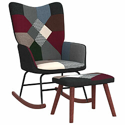 Maison Chic Chaise à bascule avec tabouret | Fauteuil Relax Patchwork Tissu -GKD74315