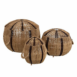 BigBuy Home Lot de paniers Marron Naturel Jute 45 x 45 x 36 cm (3 Pièces) 