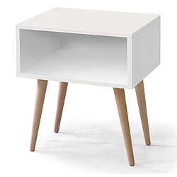 Pegane Table de chevet, table de nuit en bois coloris Blanc - longueur 43 x profondeur 35 x hauteur 50 cm