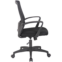 Decoshop26 Chaise fauteuil de bureau sur roulettes en maille noir réglable avec accoudoirs BUR10356