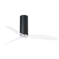 Faro Barcelona Ventilateur de plafond noir mat et transparent avec moteur à courant continu intelligent - Télécommande incluse