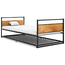 vidaXL Cadre de lit extensible sans matelas Noir Métal 90x200 cm