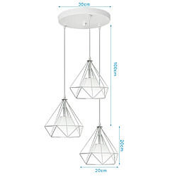 Stoex Lustre Suspension Industriels en Cage forme Diamant - Blanc