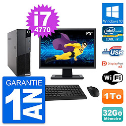 PC Lenovo M83 SFF Ecran 19" Core i7-4770 RAM 32Go Disque Dur 1To Windows 10 Wifi · Occasion 