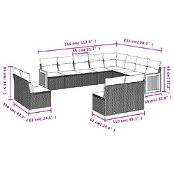 Avis vidaXL Salon de jardin 12 pcs avec coussins noir résine tressée