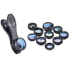 Wewoo Objectif pour iPhone iPhone, Samsung, Huawei, Xiaomi, HTC et autres smartphones, Appareil photo numérique ultra-mince Macro Grand angle Fisheye Téléobjectif Filtre de flux CPL Radial Star Kaléidoscope 3 6 Kit de lentille,