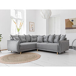 Bestmobilier Lena - canapé d'angle convertible - avec coffre - style scandinave - 5 places - gauche Lena - canapé d'angle convertible - avec coffre - style scandinave - 5 places - gauche - Gris clair